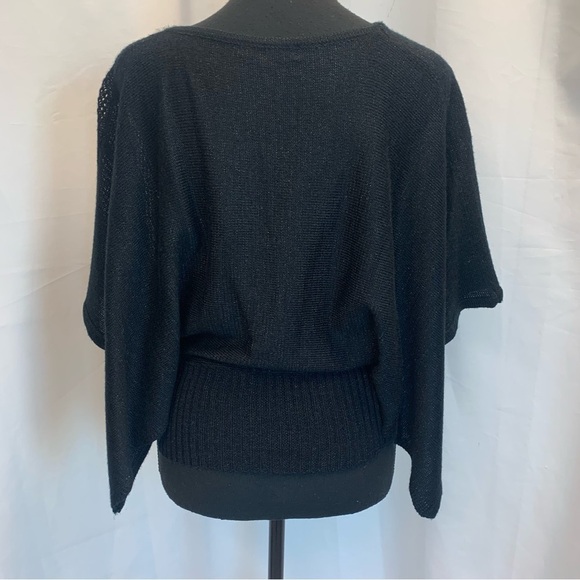 Urban behavior black glitter wide sleeve wrap front sweater Sz L - Picture 6 of 12